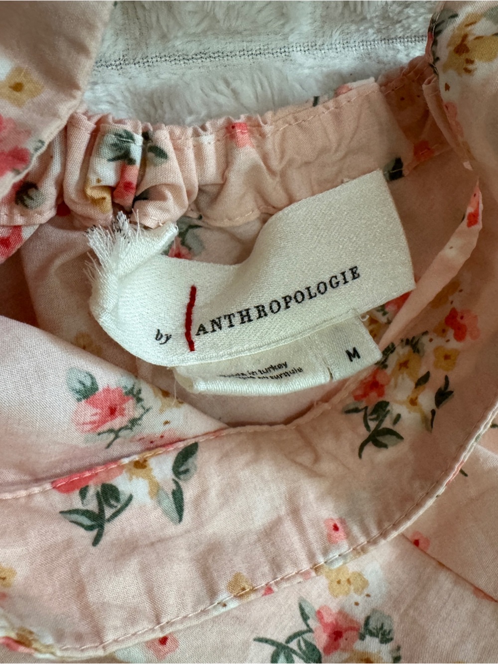 Anthropologie Medium Pink Floral Cropped Bubble-Sleeve Top ~ Coquette Cottage - Picture 6 of 7
